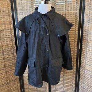 Outback Trading Co Short Oilskin Duster Mens L Black Western Ranch Jacket 5008